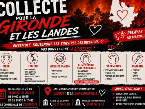 Incendies en Gironde et dans les Landes : une collecte de première...