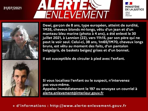 L'alerte enlèvement déclenchée pour retrouver un enfant de 8 ans