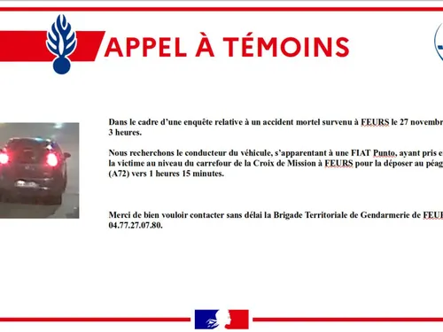 Piéton mortellement renversé par une voiture à Feurs, le...