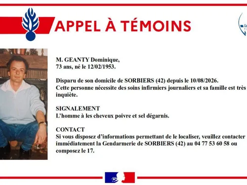 La gendarmerie de la Loire lance un appel à témoins pour retrouver...