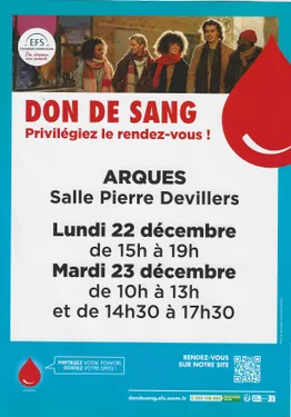 collecte don du sang Arques