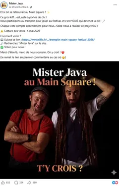Votez pour que Mister Java ce produise au MainSquare