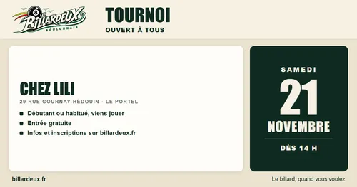 Tournoi de billard ouvert à tous Chez Lili