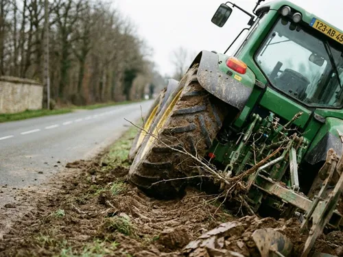 Ouve-Wirquin : un tracteur termine dans le fossé, le conducteur à...