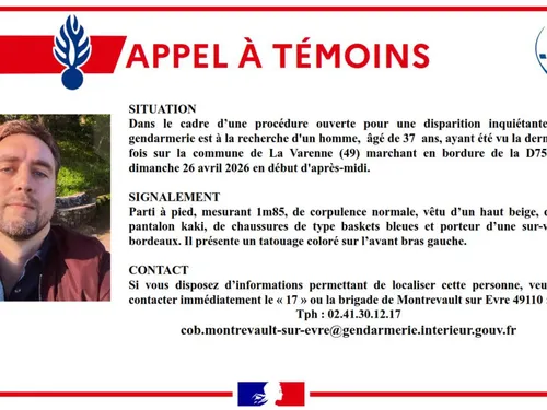 En Maine-et-Loire. Un appel à témoins après la disparition...