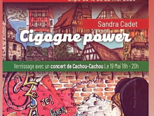Exposition Sandra CADET "Cigogne power" + concert de Cachou-Cachou