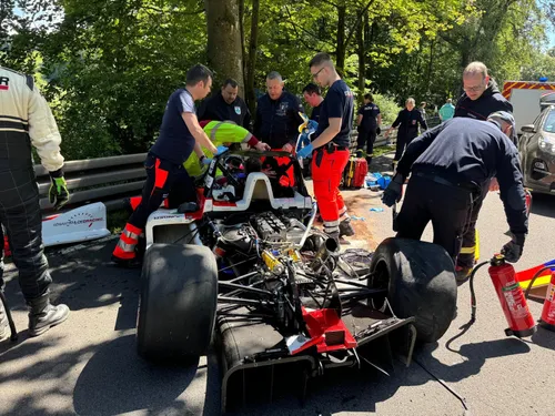 Sortie de route de Kevin Petit lors de la Glasbachrennen