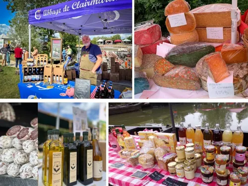 Un marché au bord de l'eau à Clairmarais