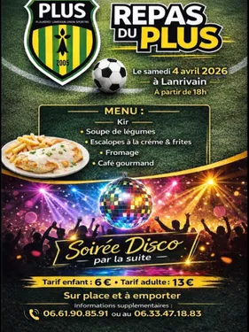Repas et soirée disco du PLUS à Lanrivain