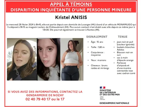 Disparition inquiétante à Châteaubriant : l'adolescente a été...