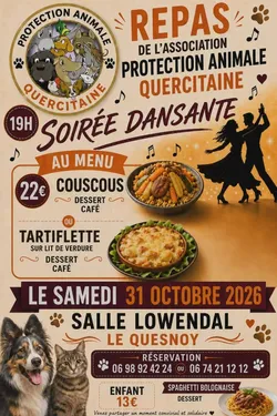 Repas de l'association PROTECTION ANIMALE QUERCITAINE 