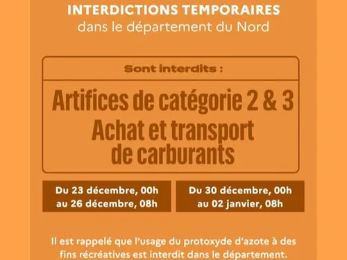 Nouvel An : des interdictions en vigueur dans le Nord