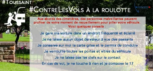 Toussaint : attention aux vols dans les voitures près des cimetières