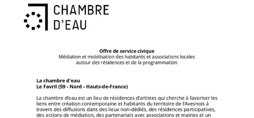 LA CHAMBRE D’EAU CHERCHE UN SERVICE CIVIQUE