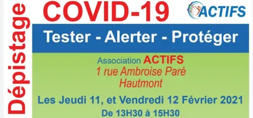 Dépistage du Covid-19 à Hautmont demain et vendredi