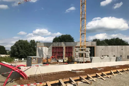 Visite du chantier de l'unité de déshydratation des boues à Le Quesnoy