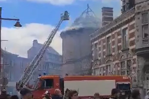 Binche (Belgique) - Incendie de l'Église des Récollets