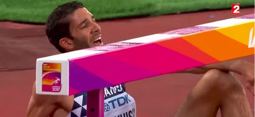 Mahiedine Mekhissi au pied du podium