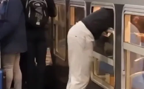 [VIDEO] Un usager passe par la fenêtre du RER pour s'assurer...