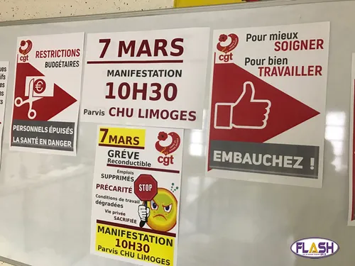 Mobilisation des personnels devant le CHU de Limoges le 7 Mars