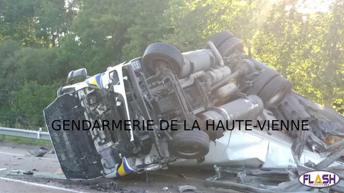 Coupure de l'A20 après un accident de Poids-lourd à Bonnac-la-Côte
