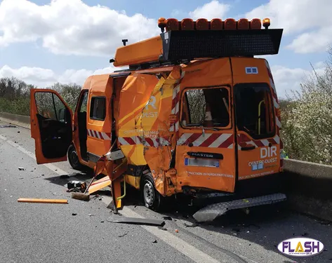 Un engin de la DIR percuté dans une zone de travaux