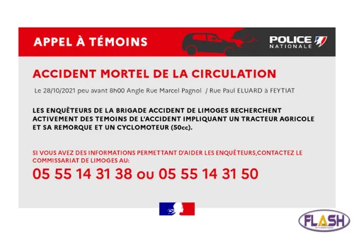 Feytiat : Un appel à témoins lancé suite à un accident mortel