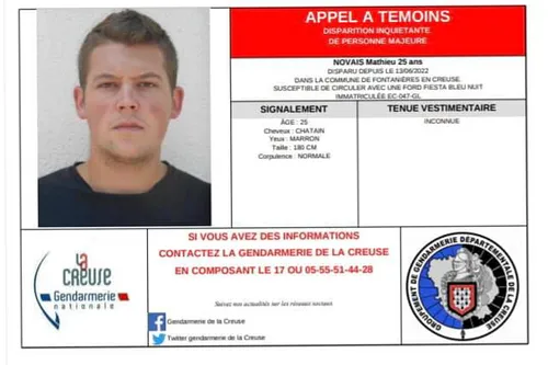 La Gendarmerie de la Creuse recherche un jeune homme de 25 ans