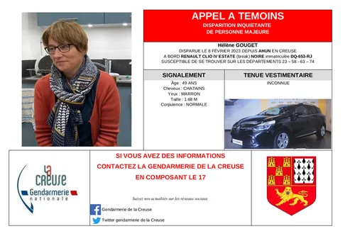 Creuse : un appel à témoins de la gendarmerie à la suite d’une...