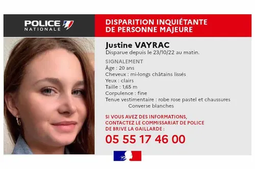 Brive : une garde à vue dans la disparition de Justine