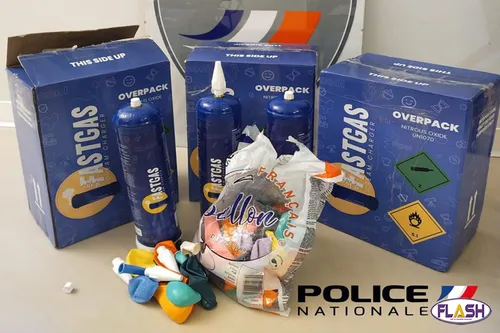La police de Limoges saisit 14 Bombonnes de protoxyde d'azote