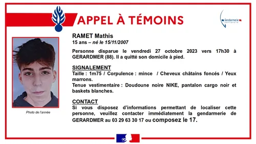 L'adolescent de 15 ans, disparu à Gérardmer, a été retrouvé mort