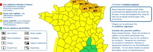 Le Nord-Pas-de-Calais, la Somme et l'Aisne en alerte orange neige...