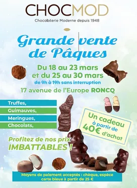 Chocmod fait sa vente d'usine de Pâques