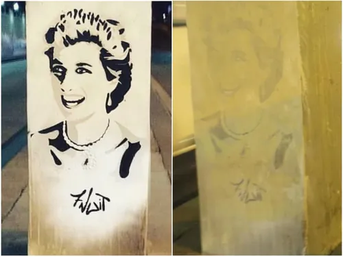 Le portrait de Lady Di vandalisé sous le Pont de l'Alma