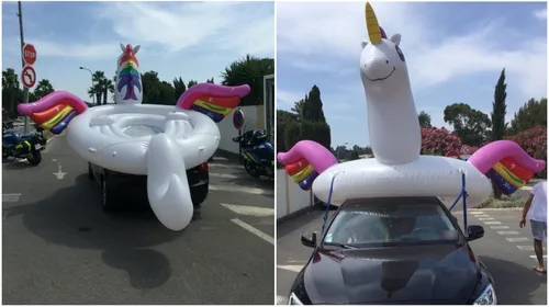 Verbalisé à cause de son énorme licorne gonflable