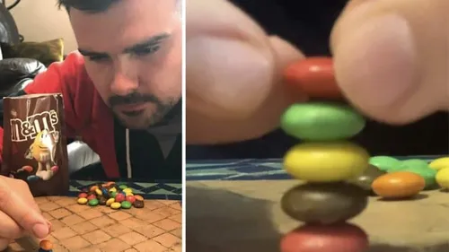 Il empile 5 M&M's et… bat le record du monde !