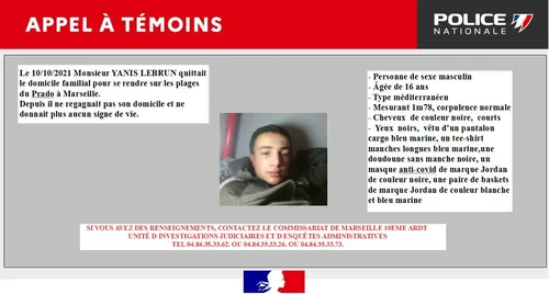 Marseille : appel à témoins pour retrouver Yanis