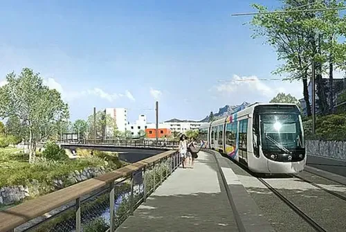 La Bouilladisse : repérage du tracé du futur Val'Tram