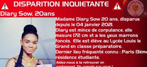 Disparition inquiétante à Paris de Diary Sow la "meilleure élève du...