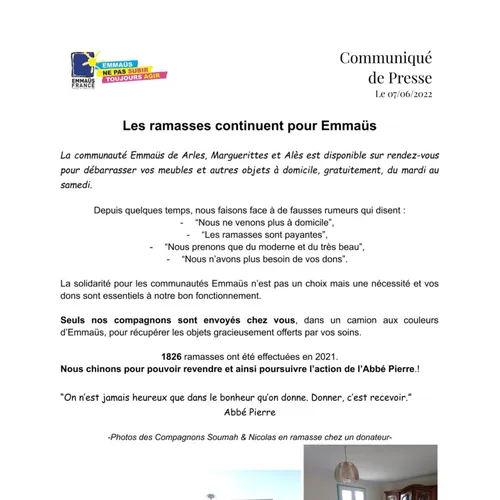 [ SOCIETE ] Les ramassages continuent pour Emmaüs