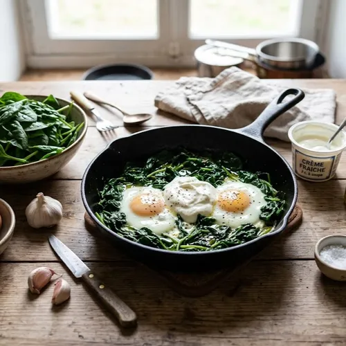 Recette simplissime d'œufs aux épinards