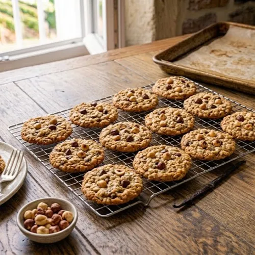 Cookies aux flocons d'avoine, chocolat et noisette