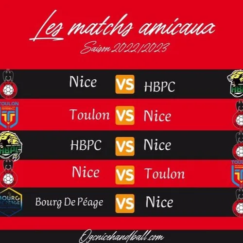 AGENDA : OGC NICE HANDBALL : LES MATCHS AMICAUX