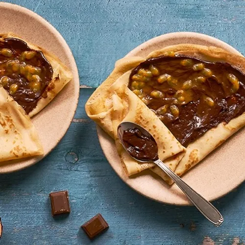 Crêpes chocolat au lait et fruit de la passion