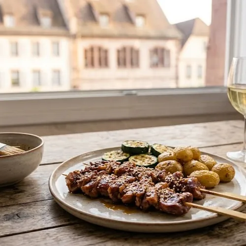 Brochettes de canard mariné teriyaki