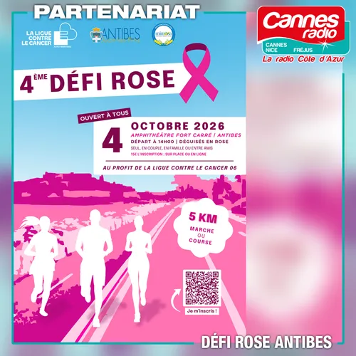 PARTENARIAT CANNES RADIO : LE DEFI ROSE D'ANTIBES