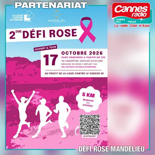 PARTENARIAT CANNES RADIO : LE DEFI ROSE DE MANDELIEU-LA-NAPOULE