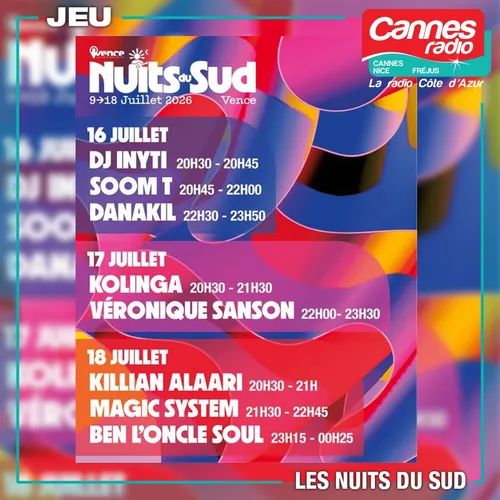 GAGNEZ DES PLACES POUR "LES NUITS DU SUD" A VENCE