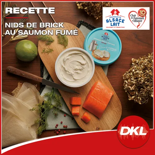 Nids de brick au saumon fumé proposé par Alsace Lait